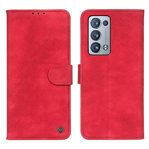 Custodia Portafoglio In Pelle Cover con Supporto N03P per Oppo Reno6 Pro+ Plus 5G Rosso