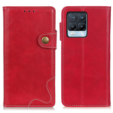 Custodia Portafoglio In Pelle Cover con Supporto N03P per Realme 8 Pro Rosso