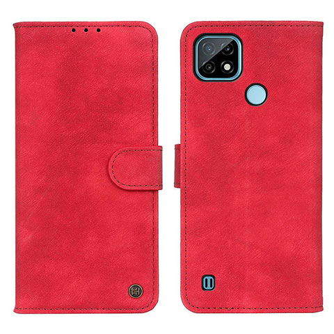 Custodia Portafoglio In Pelle Cover con Supporto N03P per Realme C21 Rosso