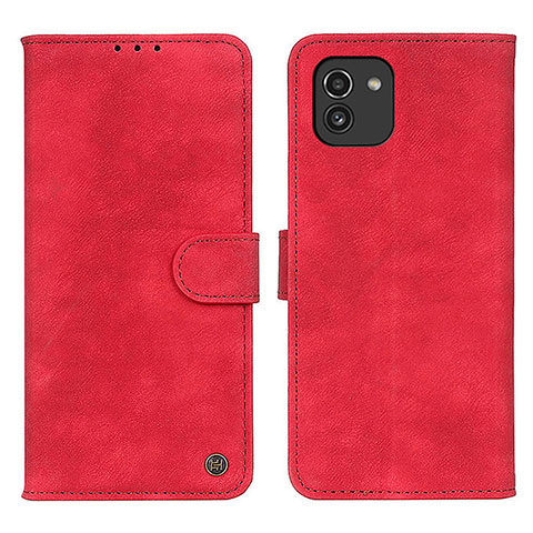 Custodia Portafoglio In Pelle Cover con Supporto N03P per Samsung Galaxy A03 Rosso