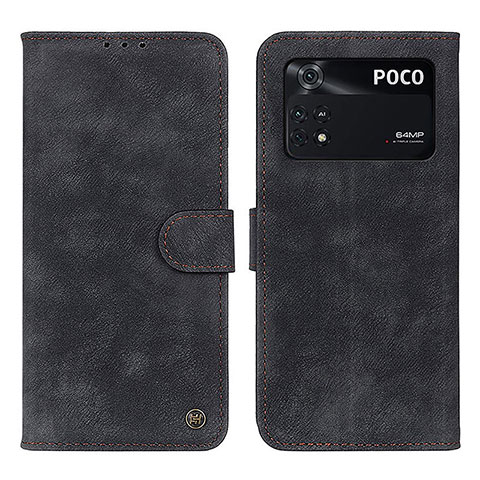 Custodia Portafoglio In Pelle Cover con Supporto N03P per Xiaomi Poco M4 Pro 4G Nero