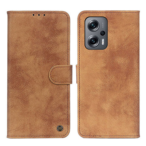 Custodia Portafoglio In Pelle Cover con Supporto N03P per Xiaomi Redmi Note 11T Pro+ Plus 5G Marrone