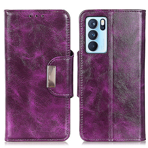 Custodia Portafoglio In Pelle Cover con Supporto N04P per Oppo Reno6 Pro 5G India Viola