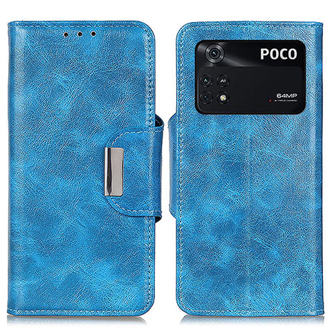 Custodia Portafoglio In Pelle Cover con Supporto N04P per Xiaomi Poco M4 Pro 4G Cielo Blu