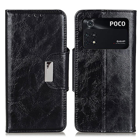 Custodia Portafoglio In Pelle Cover con Supporto N04P per Xiaomi Poco M4 Pro 4G Nero