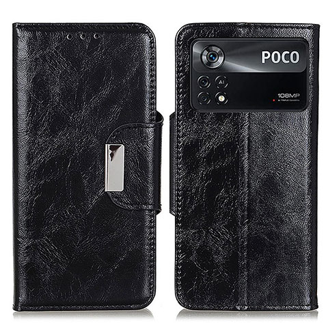 Custodia Portafoglio In Pelle Cover con Supporto N04P per Xiaomi Poco X4 Pro 5G Nero