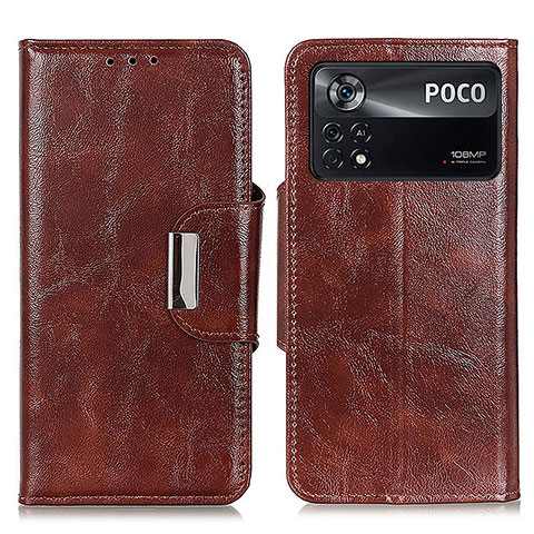 Custodia Portafoglio In Pelle Cover con Supporto N04P per Xiaomi Redmi Note 11E Pro 5G Marrone