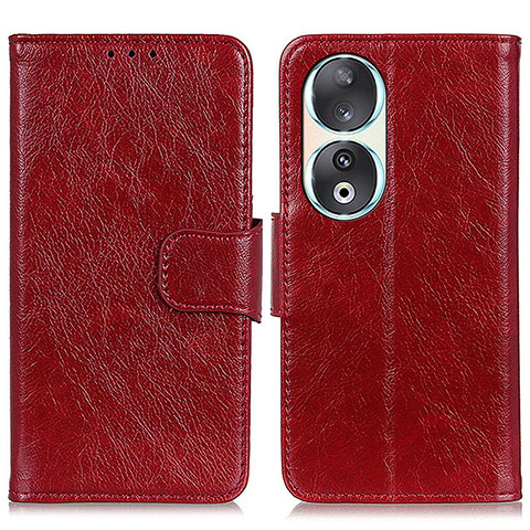 Custodia Portafoglio In Pelle Cover con Supporto N05P per Huawei Honor 90 5G Rosso