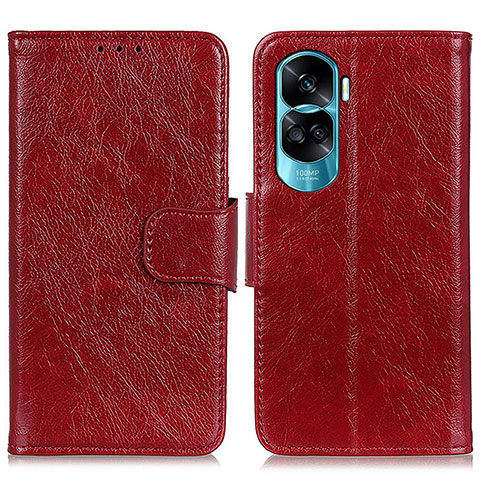 Custodia Portafoglio In Pelle Cover con Supporto N05P per Huawei Honor 90 Lite 5G Rosso