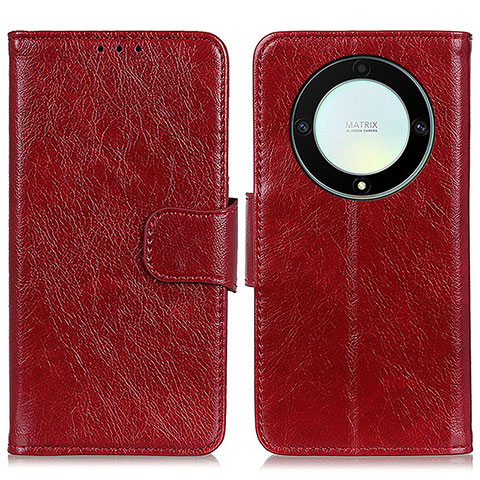 Custodia Portafoglio In Pelle Cover con Supporto N05P per Huawei Honor X9a 5G Rosso