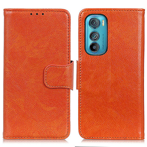 Custodia Portafoglio In Pelle Cover con Supporto N05P per Motorola Moto Edge 30 5G Arancione