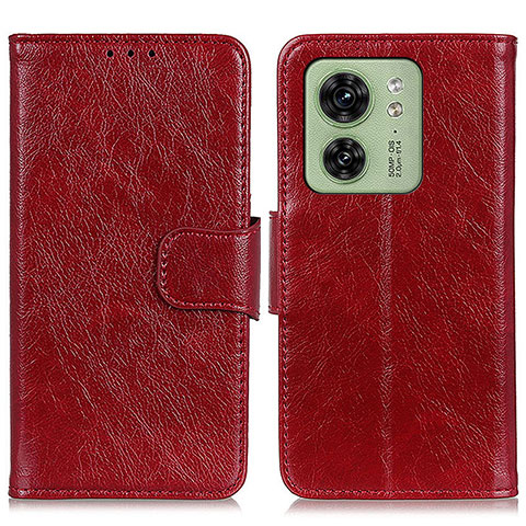 Custodia Portafoglio In Pelle Cover con Supporto N05P per Motorola Moto Edge 40 5G Rosso