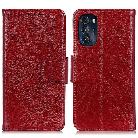 Custodia Portafoglio In Pelle Cover con Supporto N05P per Motorola Moto G 5G (2022) Rosso