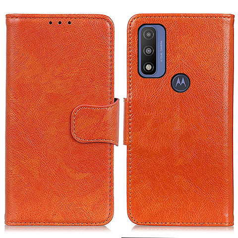 Custodia Portafoglio In Pelle Cover con Supporto N05P per Motorola Moto G Pure Arancione