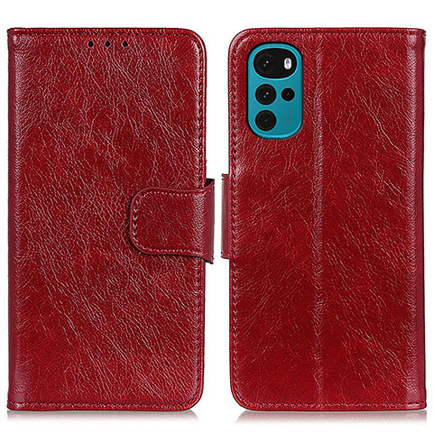 Custodia Portafoglio In Pelle Cover con Supporto N05P per Motorola Moto G22 Rosso