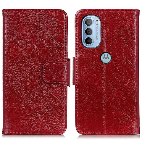 Custodia Portafoglio In Pelle Cover con Supporto N05P per Motorola Moto G41 Rosso