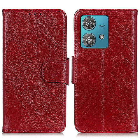 Custodia Portafoglio In Pelle Cover con Supporto N05P per Motorola Moto G84 5G Rosso