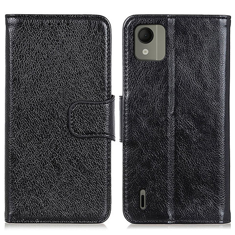 Custodia Portafoglio In Pelle Cover con Supporto N05P per Nokia C110 Nero