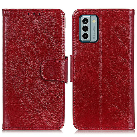 Custodia Portafoglio In Pelle Cover con Supporto N05P per Nokia G22 Rosso