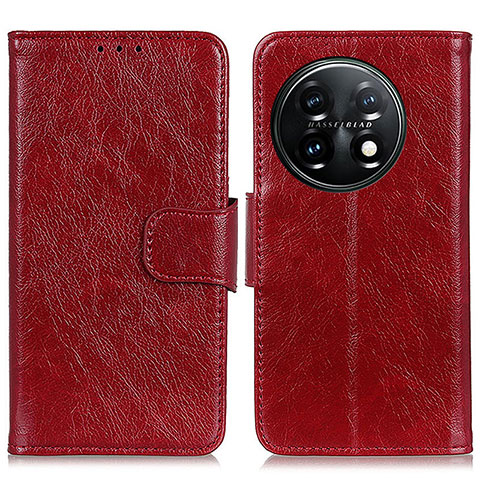 Custodia Portafoglio In Pelle Cover con Supporto N05P per OnePlus 11 5G Rosso