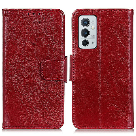 Custodia Portafoglio In Pelle Cover con Supporto N05P per OnePlus 9RT 5G Rosso