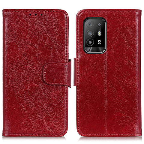 Custodia Portafoglio In Pelle Cover con Supporto N05P per Oppo A95 5G Rosso