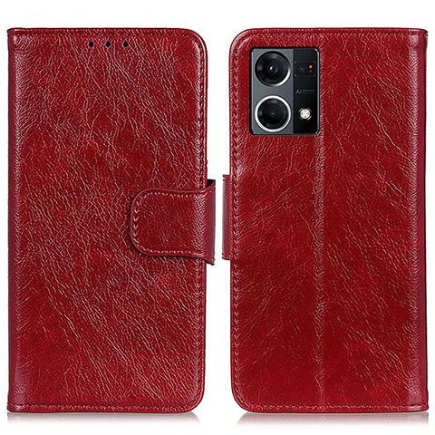 Custodia Portafoglio In Pelle Cover con Supporto N05P per Oppo F21s Pro 4G Rosso