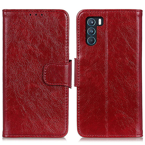 Custodia Portafoglio In Pelle Cover con Supporto N05P per Oppo K9 Pro 5G Rosso