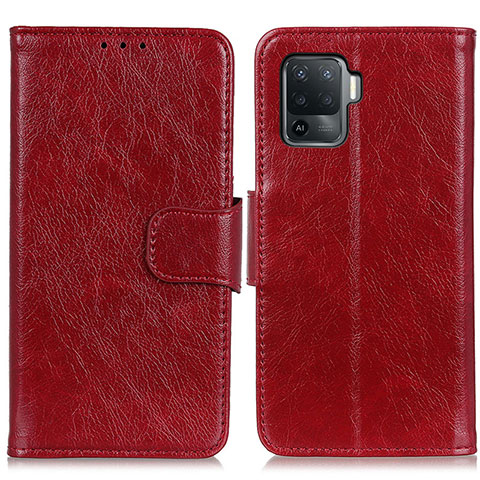 Custodia Portafoglio In Pelle Cover con Supporto N05P per Oppo Reno5 F Rosso