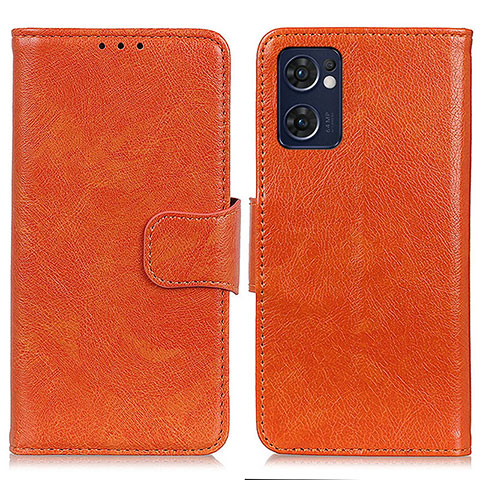 Custodia Portafoglio In Pelle Cover con Supporto N05P per Oppo Reno7 5G Arancione