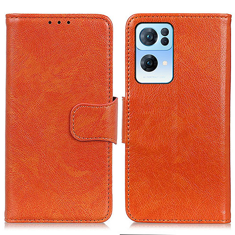 Custodia Portafoglio In Pelle Cover con Supporto N05P per Oppo Reno7 Pro 5G Arancione