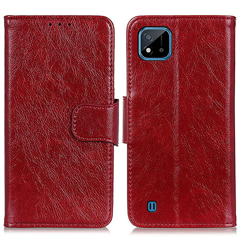 Custodia Portafoglio In Pelle Cover con Supporto N05P per Realme C11 (2021) Rosso