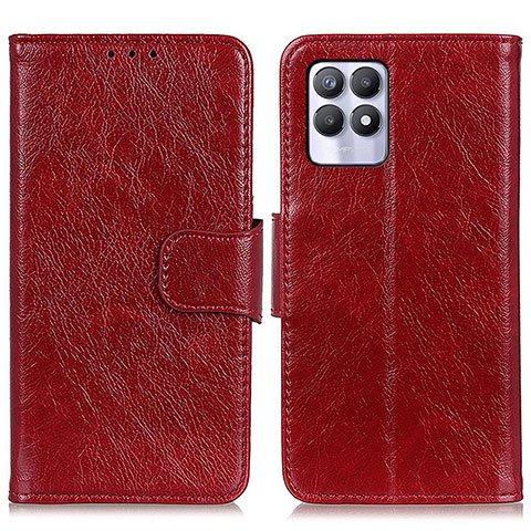 Custodia Portafoglio In Pelle Cover con Supporto N05P per Realme Narzo 50 4G Rosso