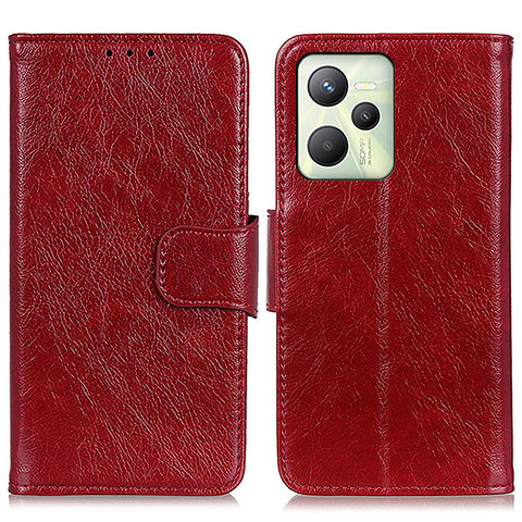 Custodia Portafoglio In Pelle Cover con Supporto N05P per Realme Narzo 50A Prime Rosso