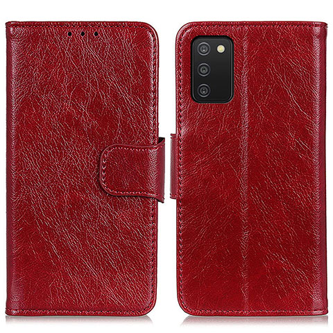 Custodia Portafoglio In Pelle Cover con Supporto N05P per Samsung Galaxy A02s Rosso