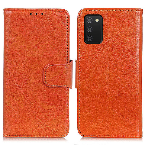 Custodia Portafoglio In Pelle Cover con Supporto N05P per Samsung Galaxy A03s Arancione