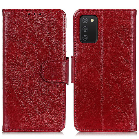 Custodia Portafoglio In Pelle Cover con Supporto N05P per Samsung Galaxy A03s Rosso