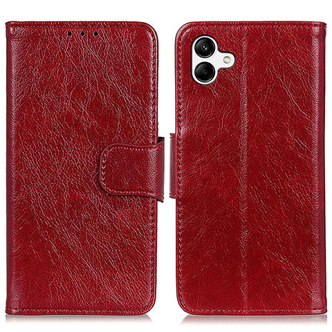 Custodia Portafoglio In Pelle Cover con Supporto N05P per Samsung Galaxy A04E Rosso