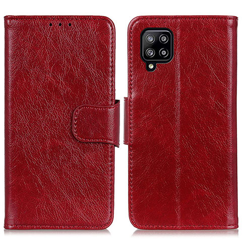 Custodia Portafoglio In Pelle Cover con Supporto N05P per Samsung Galaxy A22 4G Rosso