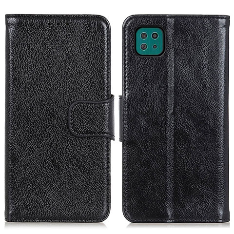 Custodia Portafoglio In Pelle Cover con Supporto N05P per Samsung Galaxy A22 5G Nero