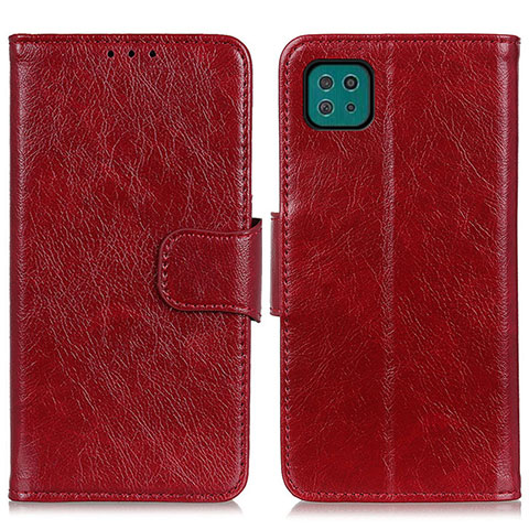 Custodia Portafoglio In Pelle Cover con Supporto N05P per Samsung Galaxy A22 5G Rosso