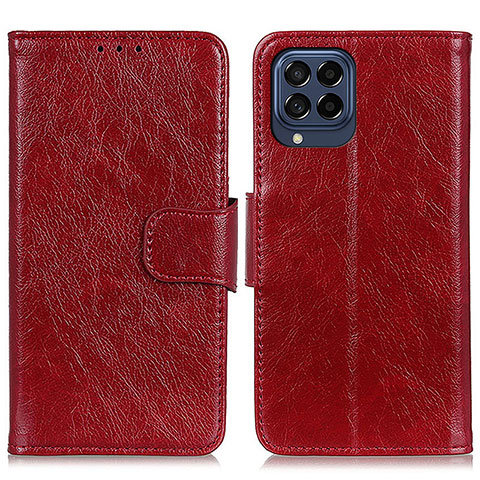 Custodia Portafoglio In Pelle Cover con Supporto N05P per Samsung Galaxy M53 5G Rosso