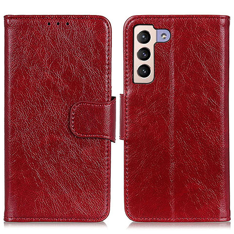 Custodia Portafoglio In Pelle Cover con Supporto N05P per Samsung Galaxy S21 5G Rosso