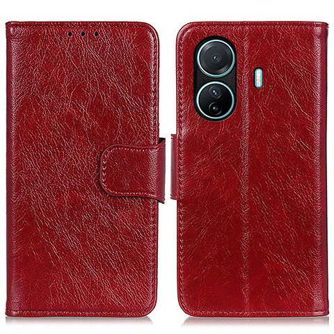 Custodia Portafoglio In Pelle Cover con Supporto N05P per Vivo iQOO Z6 Pro 5G Rosso