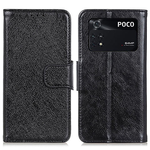 Custodia Portafoglio In Pelle Cover con Supporto N05P per Xiaomi Poco M4 Pro 4G Nero