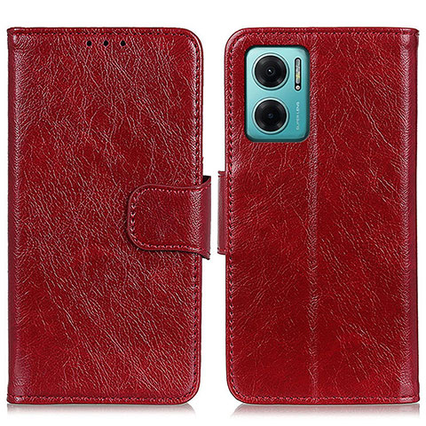 Custodia Portafoglio In Pelle Cover con Supporto N05P per Xiaomi Redmi 10 Prime Plus 5G Rosso