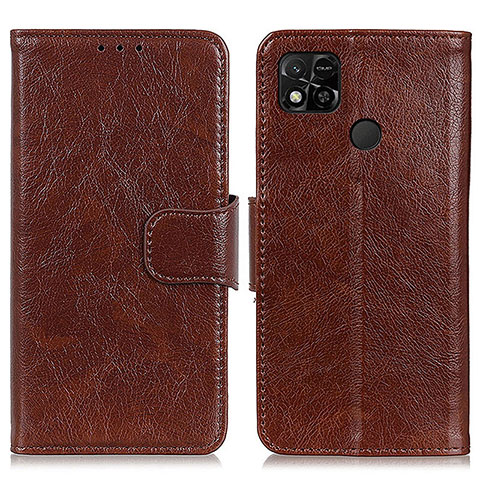 Custodia Portafoglio In Pelle Cover con Supporto N05P per Xiaomi Redmi 9 Activ Marrone