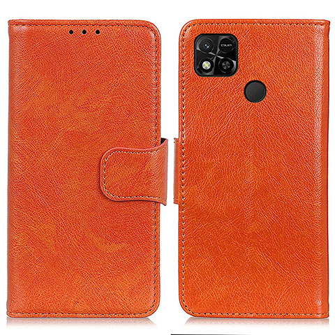 Custodia Portafoglio In Pelle Cover con Supporto N05P per Xiaomi Redmi 9 India Arancione