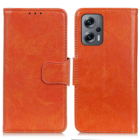 Custodia Portafoglio In Pelle Cover con Supporto N05P per Xiaomi Redmi Note 11T Pro+ Plus 5G Arancione