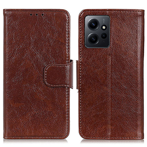 Custodia Portafoglio In Pelle Cover con Supporto N05P per Xiaomi Redmi Note 12 4G Marrone